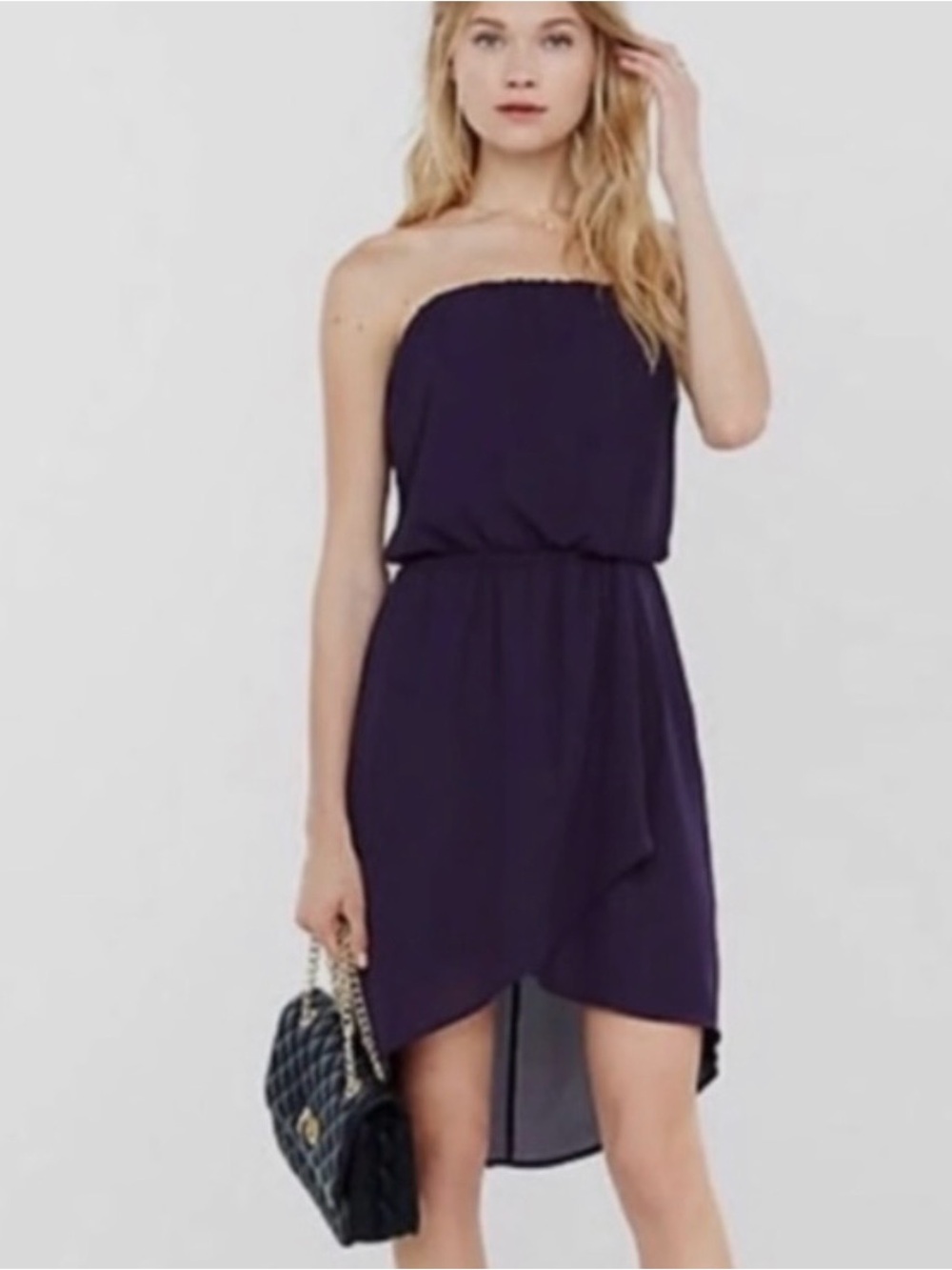 Express Strapless Purple High-Low Dress
